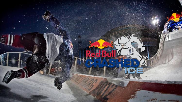 Постер Crashed Ice. Competition at the Red Bull ice-skating race in Lausanne, Switzerland