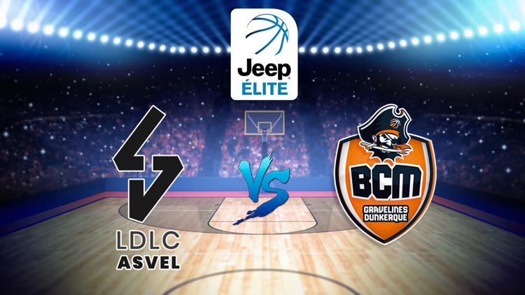 Постер Basket-ball: Jeep Elite. Villeurbanne / Gravelines-Dunkerque. Jeep ELITE. 16e Journée