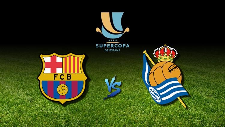 Постер FC Barcelone / Real Sociedad Football. Supercoupe d'Espagne. Demi-finale.