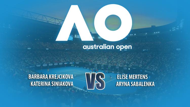 Постер Australian Open Tennis: Barbara Krejcikova and Katerina Siniakova v Elise Mertens and Aryna Sabalenka