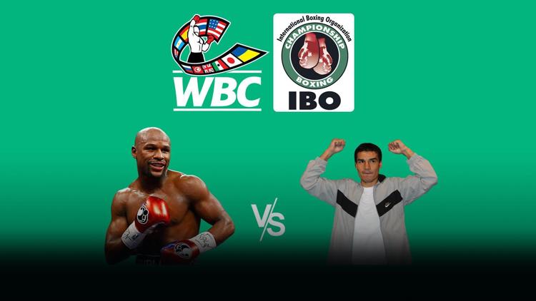 Постер Поединок за титулы чемпионов мира по версиям WBC и IBO в полусреднем весе Флойд Мейвэзер - Карлос Мануэль Балдомир