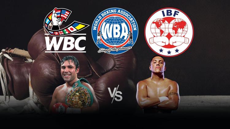 Постер Поединок за титул абсолютного чемпиона мира (WBC, WBA Super и IBF) в полусреднем весе Оскар Де Ла Хойя - Фернандо Варгас