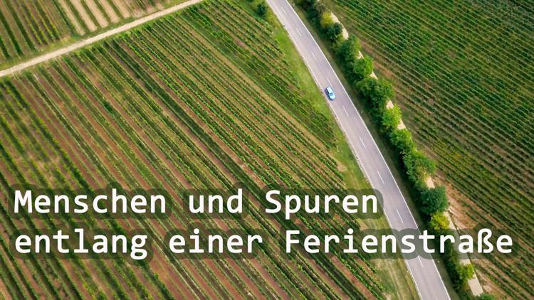 Постер Menschen und Spuren entlang einer Ferienstraße